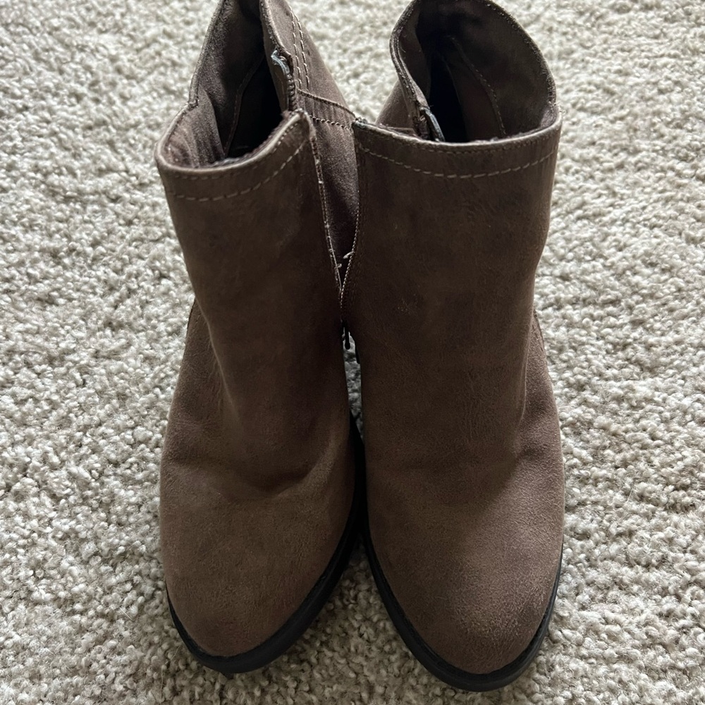 Tan Booties with Zipper
